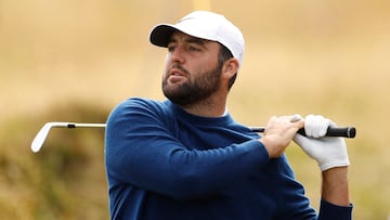 Golf - The 152nd Open Championship - Royal Troon Golf Club, Troon, Scotland, Britain - July 15, 2024 Scottie Scheffler of the U.S. during a practice round REUTERS/Jason Cairnduff