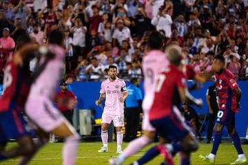 Lionel Messi #10 of Inter Miami CF looks on in the second half during the Leagues Cup 2023 Round of 16 match 